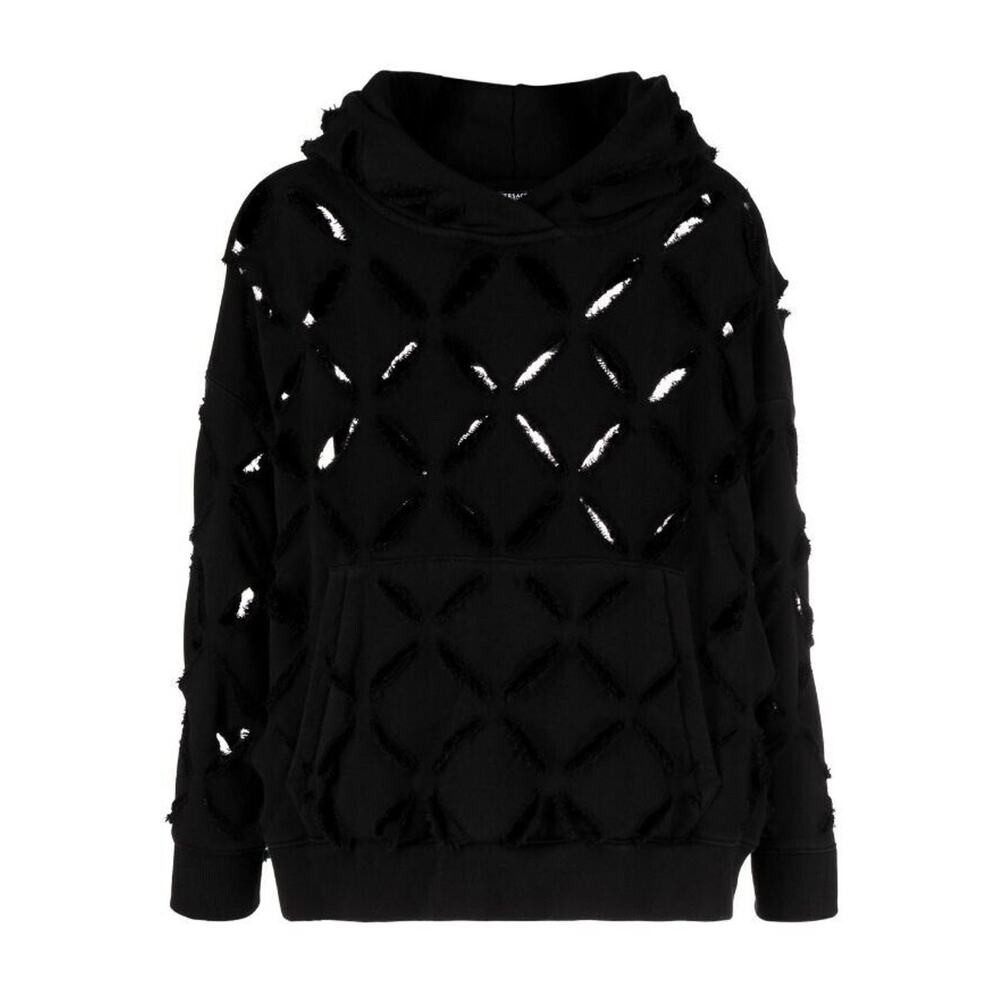NWT Versace Oversize Sweater Hoodie IT 42 US 6 Cut Out Slashed Black $2,150